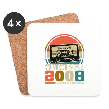 18 Years 2008 Vintage Retro Birthday - Coasters (set of 4) - white - Front