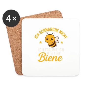 I don't snore – bees' dream - Coasters (set of 4) - white - Front