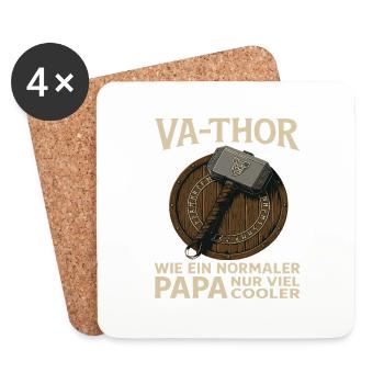 VA-THOR – Papa Design avec Mjölnir & Runes - Dessous de verre (lot de 4) - blanc - Devant