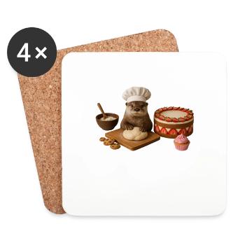 Loutre Cuisson du pain à gâteau - Dessous de verre (lot de 4) - blanc - Devant