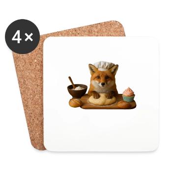 Renard Cuisson Gâteau Pain - Dessous de verre (lot de 4) - blanc - Devant