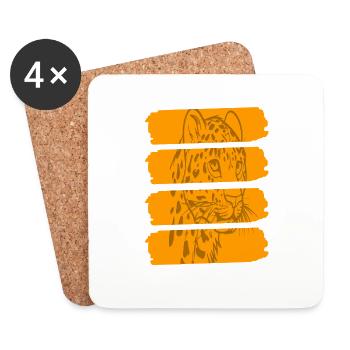 Léopard Jungle Predator Grunge Style Imprimer - Dessous de verre (lot de 4) - blanc - Devant