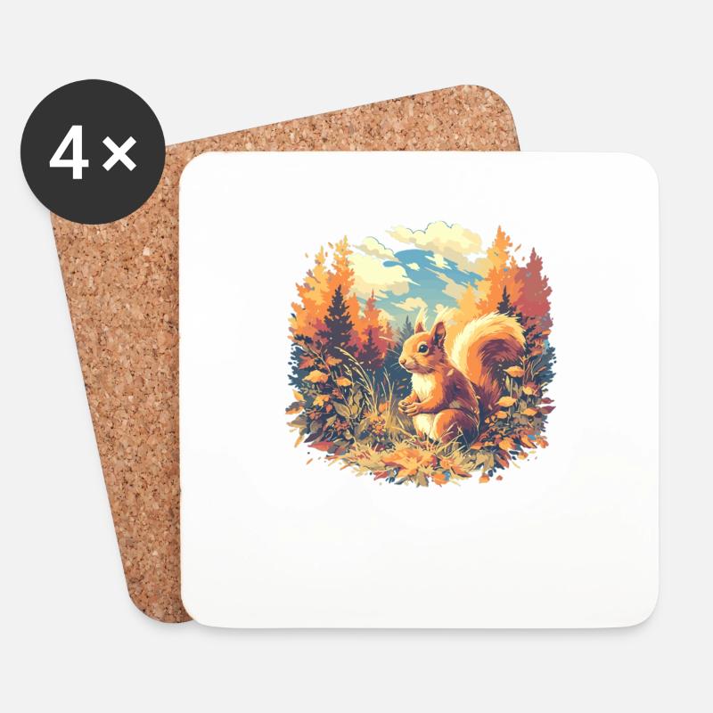 Eichhörnchen - Untersetzer (4er-Set) - Weiß
