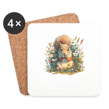 Squirrel - Coasters (set of 4) - white - Front
