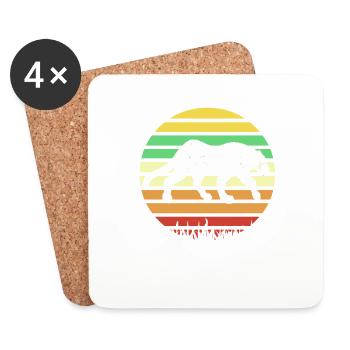 Not A Hugger Retro Panther Humor for Introverts - Coasters (set of 4) - white - Front