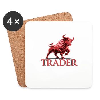 Trader Bulle Motiv für Investoren und Trading - Untersetzer (4er-Set) - Weiß - Vorne