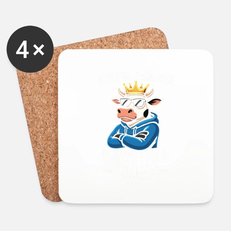 Kuhstall Chef – Coole Cartoon Kuh - Untersetzer (4er-Set) - Weiß