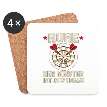 Darts Master – Calm when throwing - Coasters (set of 4) - white - Front