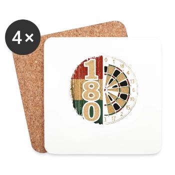 Retro Dart 180 Style with Disc - Coasters (set of 4) - white - Front