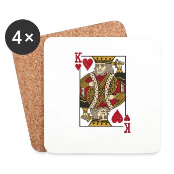 Cartes Coeur Roi Skat Poker Doppelkopf - Dessous de verre (lot de 4) - blanc - Devant