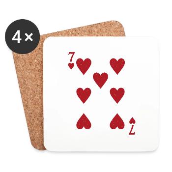 Cartes Coeur Seven Skat Poker Doppelkopf - Dessous de verre (lot de 4) - blanc - Devant