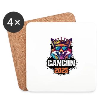 Cancun 2025 Holiday Fox - Coasters (set of 4) - white - Front