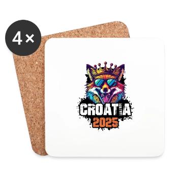 Croatia 2025 Urlaub Fuchs - Untersetzer (4er-Set) - Weiß - Vorne