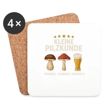 Kleine Pilzkunde Bier Spaß Design - Untersetzer (4er-Set) - Weiß - Vorne