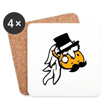 Cheval Sir Lord Rich Monocle Lunettes Chapeau haut de forme - Dessous de verre (lot de 4) - blanc - Devant