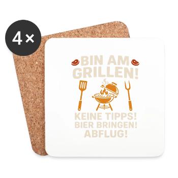 Je suis en train de griller Barbecue drôle Design - Dessous de verre (lot de 4) - blanc - Devant