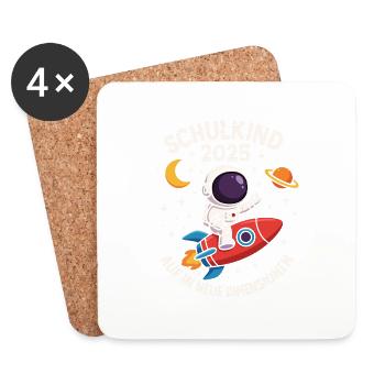 Schulkind 2025 Astronaut Rakete - Untersetzer (4er-Set) - Weiß - Vorne