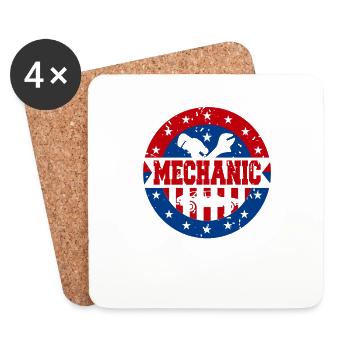 Mécanicien américain Pride Patriotic Garage Worker - Dessous de verre (lot de 4) - blanc - Devant