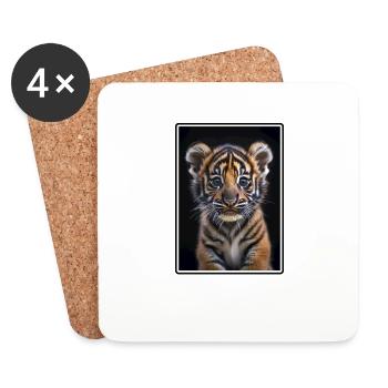 Sumatra-Tiger - Untersetzer (4er-Set) - Weiß - Vorne
