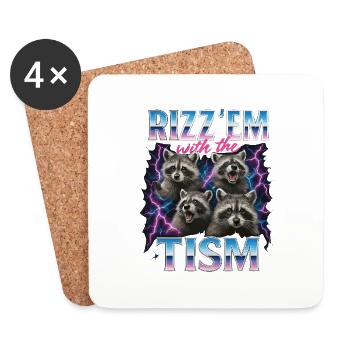 Rizz Tism Waschbären Meme Blitze - Untersetzer (4er-Set) - Weiß - Vorne
