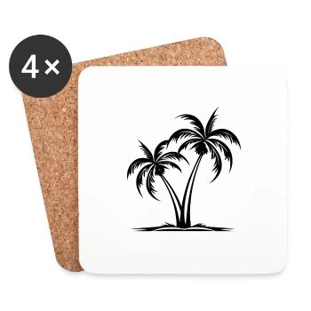Île Palm - Dessous de verre (lot de 4) - blanc - Devant