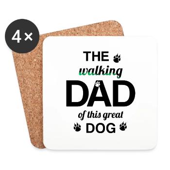 WALKING DAD dog Hundebesitzer spazieren mit Hund - Untersetzer (4er-Set) - Weiß - Vorne