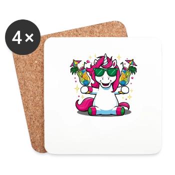 Unicorn Cocktail Booze Party Celebrations Vacation Bachelor Party - Coasters (set of 4) - white - Front