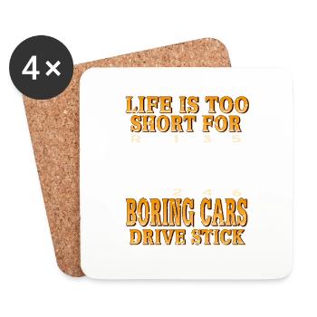 Life’s Too Short for Boring Cars Drive Stick Pride - Untersetzer (4er-Set) - Weiß - Vorne