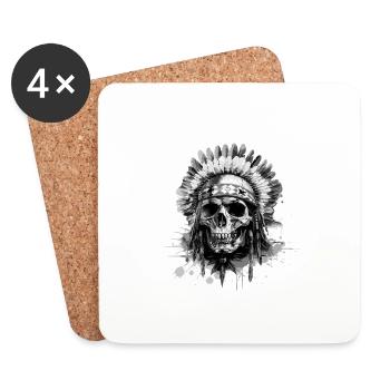 Indian Chief Skull - Coasters (set of 4) - white - Front