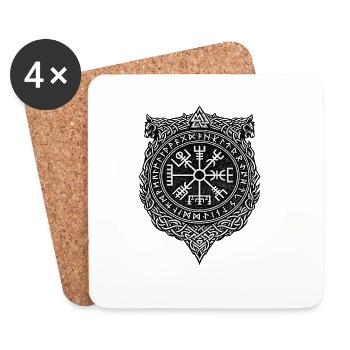 Conception du bouclier runique du cercle Vegvisir - Dessous de verre (lot de 4) - blanc - Devant