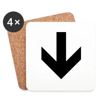 This Way Down arrow - Coasters (set of 4) - white - Front