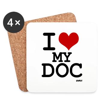 i love my doc by wam - Dessous de verre (lot de 4) - blanc - Devant