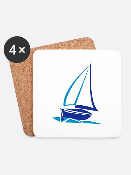 segelyacht - Untersetzer (4er-Set) - Weiß