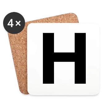 Capital H - Dessous de verre (lot de 4) - blanc - Devant