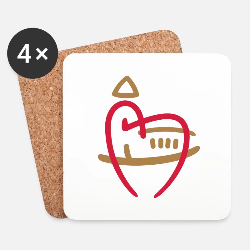 Kirche mit Herz - Untersetzer (4er-Set) - Weiß