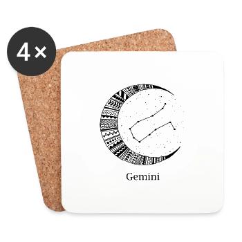 Signe du zodiaque Gémeaux - Dessous de verre (lot de 4) - blanc - Devant