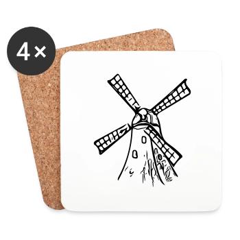 Classic Vintage Windmill - Coasters (set of 4) - white - Front