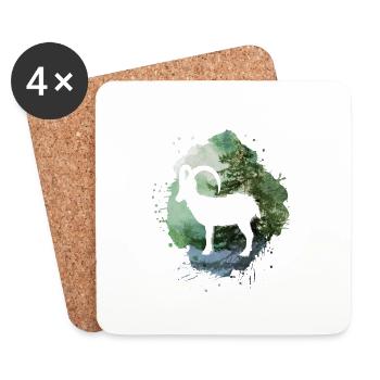 nature,Natur,steinbock,bäume,berge,landschaft,wald - Untersetzer (4er-Set) - Weiß - Vorne