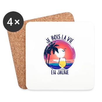 APERO - Je Bois la Vie en Jaune - Boisson du sud - Dessous de verre (lot de 4) - blanc - Devant