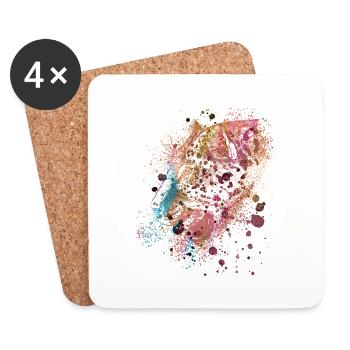 panther,cheetah,leopard,red,colorful,graffiti,red - Coasters (set of 4) - white - Front
