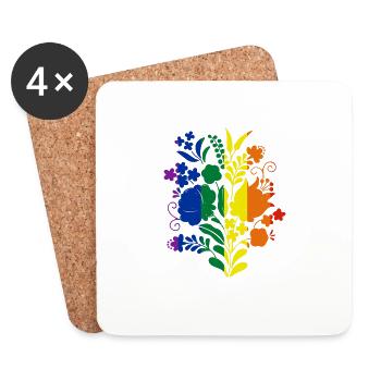 ungarische blumen, blumen, paprika.regenbogen - Untersetzer (4er-Set) - Weiß - Vorne