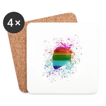 Fraise, coloré, popart, graffiti, arc-en-ciel, LGBT - Dessous de verre (lot de 4) - blanc - Devant