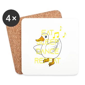 Duck Dance Saying Eat Sleep Dance Repeat - Dessous de verre (lot de 4) - blanc - Devant