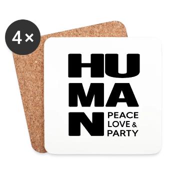 HUMAN party people relax club "peace & love" - Coasters (set of 4) - white - Front