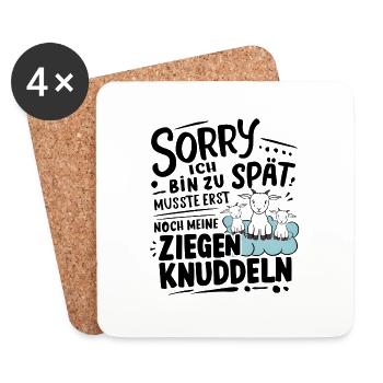 Ich bin zu spät musste meine Ziegen knuddeln - Untersetzer (4er-Set) - Weiß - Vorne
