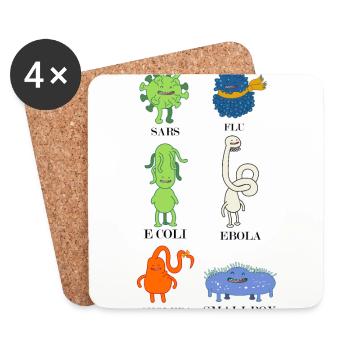 Sweet bacteria and viruses - flu, E.Coli - Coasters (set of 4) - white - Front