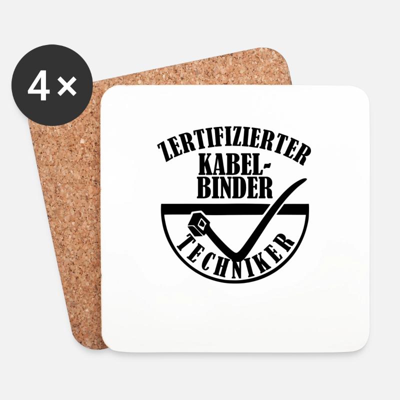 Zertifizierter Kabelbinder Techniker - Untersetzer (4er-Set) - Weiß