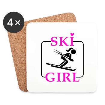 Ski Girl Skiing Mädchen - Untersetzer (4er-Set) - Weiß - Vorne