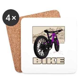 Mountainbike MTB downhill Mountainbiker - Untersetzer (4er-Set) - Weiß - Vorne