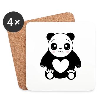 Cadeau Kawaii Panda Bear Kawaii - Dessous de verre (lot de 4) - blanc - Devant
